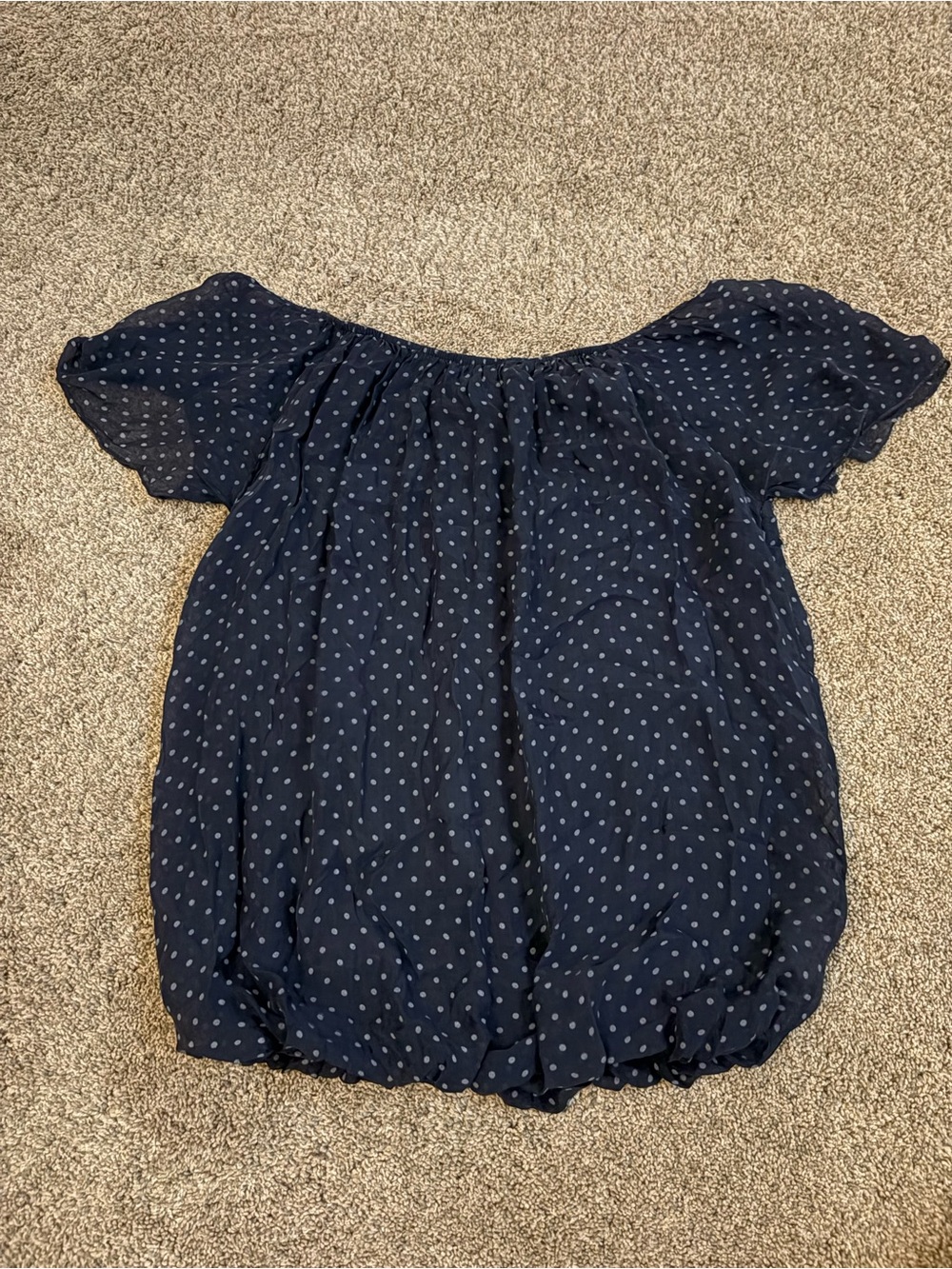 Navy Polka Dot Off-Shoulder Women's Blouse